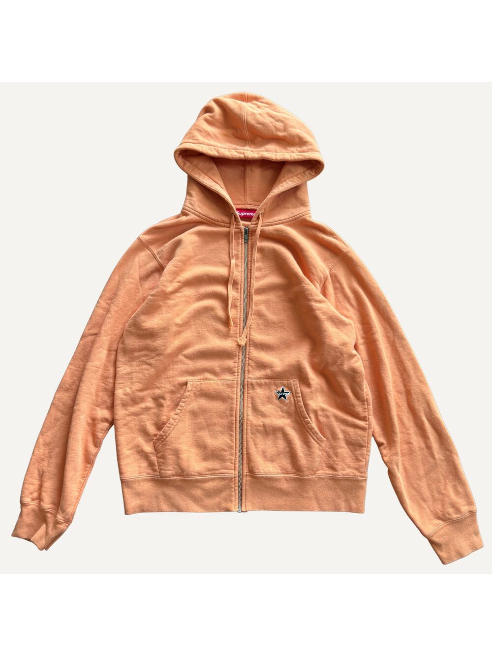 Supreme Star Logo Orange Zip Up Hoodie Medium Made in Canada